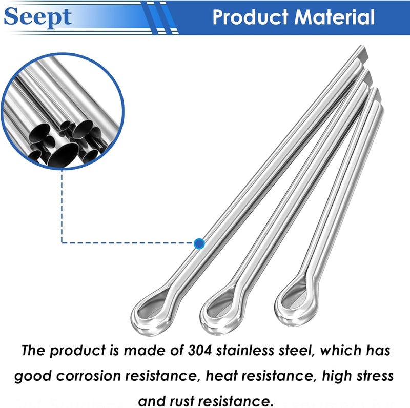 Seept 345Pcs Cotter Pins 304 Stainless Steel Cotter Pins Assortment Kit Tractor Pin Used for Hitch Pin Lock System, Trucks, Engine Repair in Towing Hitch Clips & Pins - Image 3